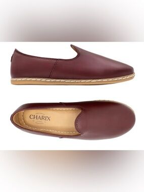Charix Women's Wine Leather Slip-On Loafers